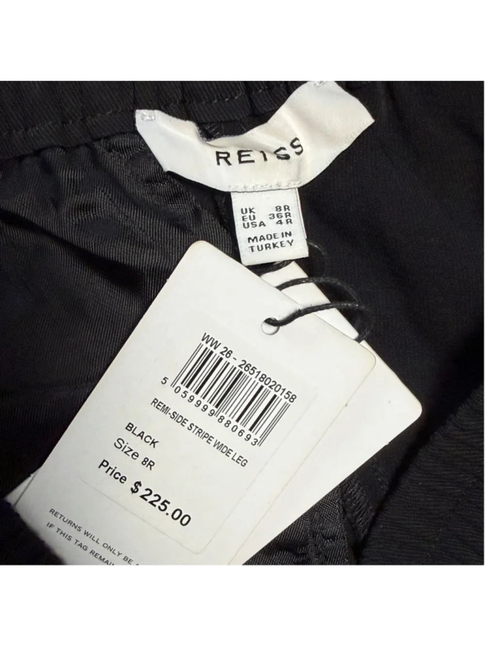 Reiss Remi Side Stripe Pleated Wide Leg Trousers Black Pull On Side Stripe 4 NWT - Picture 10 of 12